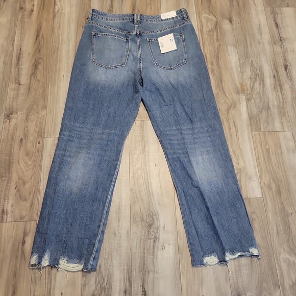 Vervet Denim - Vervet Jodie 90's Dad Jeans Womens 31 Actual 32 Wide Leg Blue Jeans Raw Hem